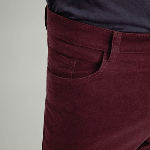 Pantalones de Algodón para Hombre, Corte Recto, Color Borgoña, con Logotipo en la Pierna Derecha, Cierre de Botón, Estilo Casual Otoñal, Peso Medio - Product Image 6