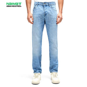 Nouveau jean en denim bleu clair pour homme, coupe droite, tissu en coton de haute qualité, style décontracté, pantalon tendance pour un usage quotidien, doux - Product Image 1