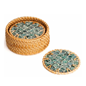 Sous-verre et set de table en rotin écologique de haute qualité, durables, avec nacre, les plus vendus, fournitures décoratives durables de qualité supérieure - Product Image 1