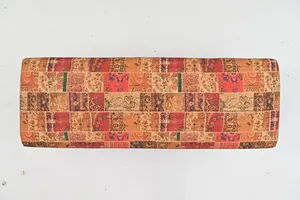 Vintage Style Kilim <b>Bench</b> Pouffe Handmade Turkish Patchwork Ottoman Handwoven Jute Rug Upholstered <b>Wooden</b> Entryway <b>Bench</b> Seat - Product Image 6