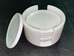 ชุดจานรองแก้วหินอ่อนสีขาวทำมือ 6 ชิ้น พร้อมที่วาง ตกแต่งโต๊ะอย่างหรูหรา - Product Image 4