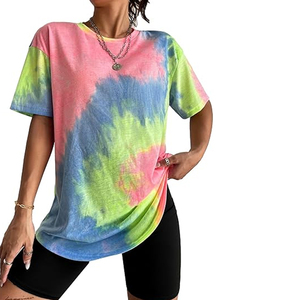 Camiseta Vintage Tie Dye para Mujer, Estilo Oversize, Streetwear, Algodón, Venta al Por Mayor, Diseño Gráfico Personalizado, Marca Privada - Product Image 1