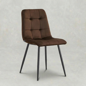 Modern Upholstered Velvet <b>Dining</b> <b>Chair</b> with High Back and <b>Black</b> Metal Legs, Nordic Side <b>Chair</b> for <b>Dining</b> Room, Restaurant & Cafe - Product Image 1