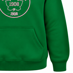   Sudadera con Capucha Rosa Clásica Bordada para Mujer con Diseño de Letras Griegas Verdes, Suave y Cálida, de Felpa, Informal, para Hermandades - Product Image 5