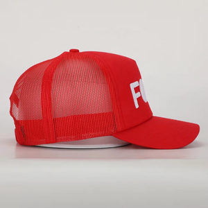 Gorra Trucker Clásica de Malla con Parche Tejido, Gorras de Algodón Rojas con Logotipo Bordado, Gorra Deportiva de 5 Paneles OEM de Alta Calidad Personalizada al por Mayor - Product Image 3