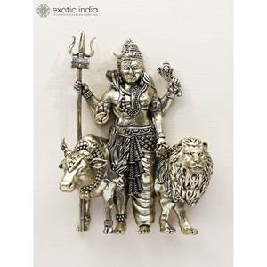 9 Inches Superfine Brass <b>Wall</b> Hanging Ardhanarishvara Statue with Nandi and Lion <b>Framed</b> <b>Wall</b> Decor Made In India - Product Image 1
