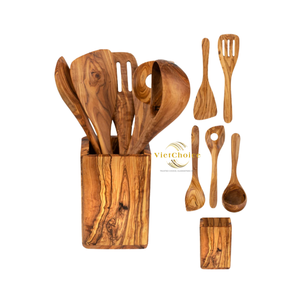 Juego de utensilios de cocina de madera natural, ecológicos, para uso doméstico y en restaurantes. - Product Image 4