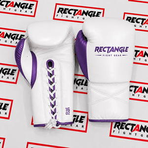 Gants de boxe rectangulaires en cuir premium, à lacets, pour entraînement et sparring, équipement de boxe professionnel avec protection solide des poignets. - Product Image 1