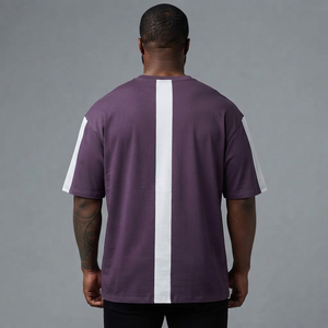 T-shirt homme coupe ample, tendance, bicolore, surdimensionné, 100% coton, logo imprimé DTF personnalisé, style hip hop. - Product Image 2