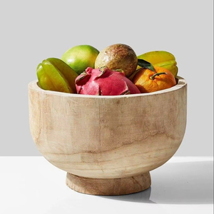 Natural Wooden Serving Bowl For Salad Fruit And Snacks With Smooth Finish For Home Kitchen And Dining <b>Table</b> Use - Product Image 1