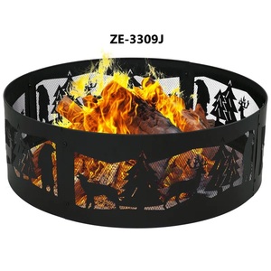 Rustic Cast Iron Fire Pit BBQ 36 in Outdoor Wood Burning with Wildlife Scene Design Galvanized Finish Freestanding Eco-Friendly - Product Image 2