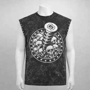 Chaleco sin Mangas para Hombre, Estilo Punk, 100% Algodón Tejido, con Impresión de Logotipo Personalizado de Alta Calidad y Lavado Ácido - Product Image 6