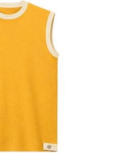 Custom Men Mustard Yellow Sleeveless Tank Top And Shorts <b>Set</b> Casual Summer Cotton Outfit Contrast Trim Drawstring Two Piece <b>Set</b> - Product Image 2