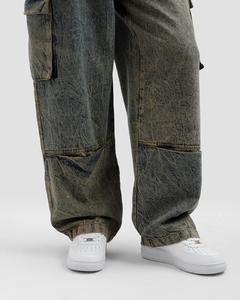 Pantalon cargo pour homme, taille mi-haute, coupe droite, respirant, patchwork, délavage à la pierre, longueur intégrale, style hip-hop, poches, fermeture à cordon - Product Image 5