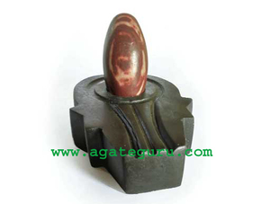 Shiva Lingam Golden Gravé Reiki Symbole Narmada River Gemstone - Product Image 4