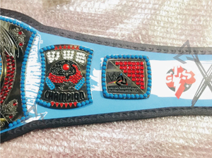 Cinturón de Campeonato de Lucha Libre Personalizado W-W-E C-M P-U-N-K 434-Days Spinner, Correa de Cuero Azul Suave de 2 mm, Placas Metálicas de Campeonato - Product Image 4