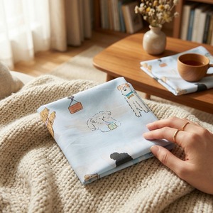 [K-ESSENTIALS] Mouchoir en coton doux 60s avec motif animalier mignon et bordure en dentelle colorée, pochette de costume - Product Image 2