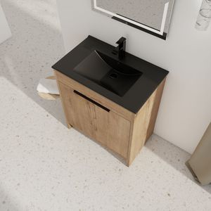 Mobile Bagno Freestanding da 30 Pollici con Lavabo, 2 Ante con Chiusura Ammortizzata, Imballaggio KD, Modello BVB02430IMO BL9075BK - Product Image 3