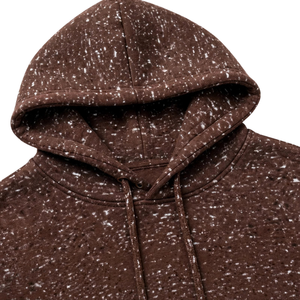 Mens Brown Speckled Graphic French Terry Windproof Pullover <b>Hoodie</b> Long Sleeves Kangaroo Pocket <b>Gothic</b> Print Streetwear - Product Image 3