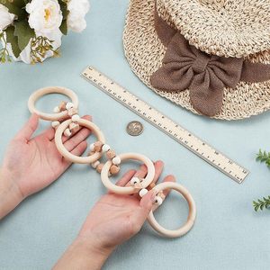 Wood <b>Chain</b> Wooden Decorative Rustic Style <b>Chain</b> Decor Natural Link Decor with Beads for Home Book Shelf Farmhouse Boho Coffee - Product Image 4