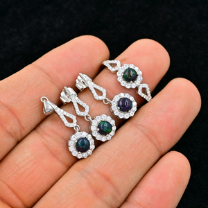 Black <b>Opal</b> Cab Gemstone Pendant <b>Ring</b> and Earrings Set Made With High Quality 925 Sterling Silver Elegant Fine Jewelry <b>For</b> <b>Women</b> - Product Image 3