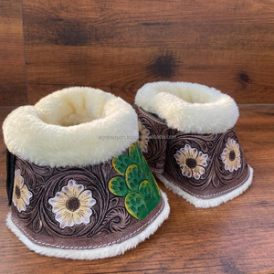 Nouveaux ensembles combinés de chaussures et d'enveloppes de cheval en cuir de vachette usiné de luxe produits de cheval en cuir véritable de haute qualité doux et durables - Product Image 3