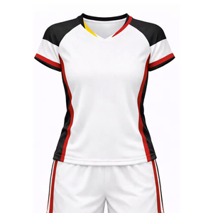 Unisex Adult White Volleyball Uniform Set Sublimation Printed Breathable 100% Polyester Jersey Shorts - Product Image 3