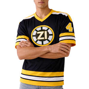 เสื้อฟุตบอลอเมริกันตาข่ายสีเหลืองดำสำหรับผู้ชาย แบบกำหนดเองได้ น้ำหนักเบา ผลิตจากโพลีเอสเตอร์ คอวี ชุดกีฬา ลายทางแบบกำหนดเอง ชุดฟุตบอล - Product Image 2