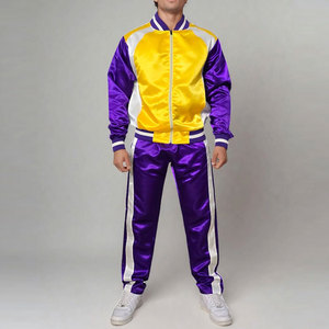Conjunto Deportivo para Hombre, Color Morado y Amarillo, Cortavientos, Estampado, con Cremallera Completa, Estilo Deportivo, Corte Regular, para Invierno - Product Image 2