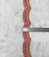 Élégante bordure fantaisie en dentelle avec perles et sequins, ruban ethnique indien de deux pouces, brodé, pour la couture et la décoration de vêtements
