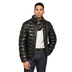 Blouson matelassé en cuir personnalisé pour homme – Populaire, couleur unie, style zippé, col montant, chaud, imperméable et coupe-vent pour l'hiver - Product Image 2