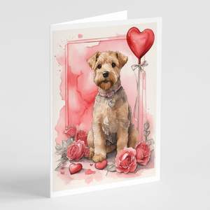 Lakeland Terrier Valentine Roses Whimsical A7 Tarjetas de felicitación Paquete de 8 tarjetas de notas en blanco con sobres Tamaño 5x7 - Product Image 1