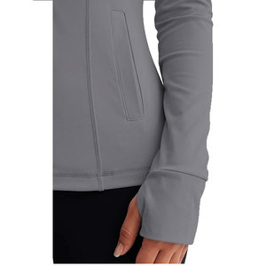Ribbed Knit <b>Women's</b> Sports <b>Jacket</b> Zip Up Training Top Stand collar Sports Training OEM Custom Sportswear Factory Factory Supply - Product Image 4
