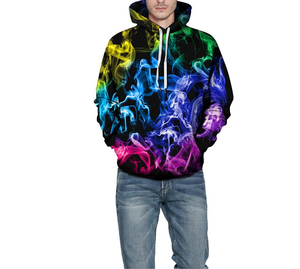 Sudadera con Capucha con Estampado de Humo Colorido, Corte Regular, Informal, para Otoño, 100% Poliéster, Tejido Transpirable, Diseño Sublimado - Product Image 3