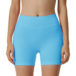 Shorts Deportivos para Mujer, Cintura Alta, Yoga, Sin Costuras, Efecto Levanta Glúteos, Elásticos, Color Sólido, Nueva Colección - Product Image 4