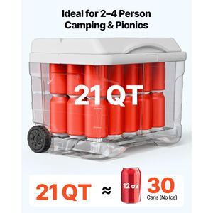 Nevera Portátil Rígida con Ruedas de 21QT, Resistente a Fugas, Mantiene el Hielo Frío Durante 48 Horas - Product Image 3