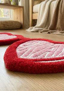 Tapis d'appoint créatif en laine tuftée à la main, antidérapant, géométrique, rouge et rose, de qualité supérieure, pour chambre à coucher, idéal pour la décoration intérieure moderne - Product Image 3