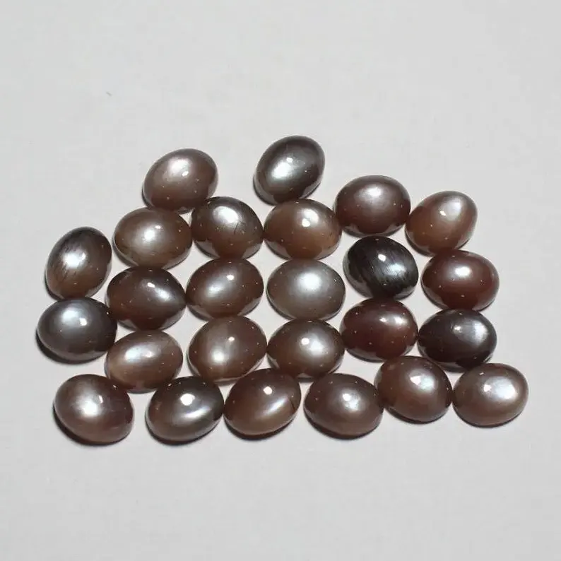 Оптовая продажа, стандартное качество, самый популярный камень, 2023 натуральный коричневый лунный камень, овальный кабошон, свободный калиброванный драгоценный камень 6x8 мм