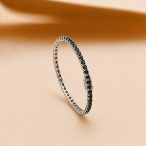 Bracelet tennis pour femme en pierres précieuses noires, plaqué or blanc 10K, coupe ronde, pour cadeau de mariage - Product Image 2