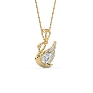 Pendentif Cygne de Luxe en Diamant de Laboratoire Orné de Perles et Ailes Pavées, Collier Solitaire Poire, Bijoux Fins, Cadeau pour Femme - RAMDUT IMPEX - Product Image 3