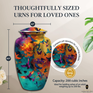 โกศบรรจุอัฐิรูปผีเสื้อหลากสีสไตล์อเมริกัน ทำจากอะลูมิเนียม สำหรับผู้ใหญ่ ดีไซน์สวยงาม เป็นมิตรกับสิ่งแวดล้อม ปรับแต่งได้ ทนทาน - Product Image 6