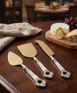 Gold Plated Metal Serving Set Vintage Design Long Handle <b>Mirror</b> Finish Spoons Forks for Wedding - Product Image 5