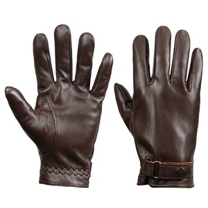 Leather Winter <b>Gloves</b> Wrist Length Thermal Microfiber Lined Touchscreen Enabled Retro Style for Outdoor Daily Use - Product Image 2