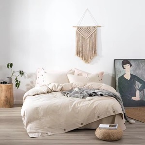 Juego de Ropa de Cama de Algodón Lavado, Color Rosa Polvoriento, con Botones, Juego de Sábanas para el Hogar - Product Image 2