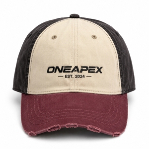 Casquette de camionneur ONEAPEX à 6 panneaux, réglable, unisexe, décontractée, avec logo brodé sur le panneau avant, design bordeaux, noir, beige - Product Image 2