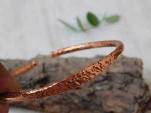 Belladec Hand Hammered Classic <b>Copper</b> Cuff <b>Bangle</b> Adjustable Artisan Jewelry Women's Boho Rustic Elegance - Product Image 4