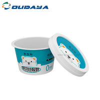 520ml nuevo producto IML Impresión de grado alimenticio embalaje cubos de yogur taza de helado de plástico con tapa