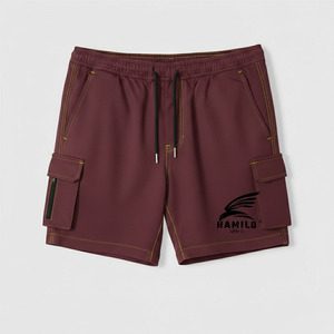 HAMILO Men's Green <b>Cargo</b> Shorts Quick Dry Drawstring Waist Front Logo Pocket Design Casual Sporty Style - Product Image 5
