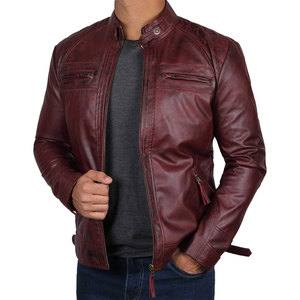 Chaqueta de Motociclista Vintage para Hombre, Estilo Biker, de Cuero Desgastado, con Cuello Alto y Capucha, Ecológica, Personalizable, con Bolsillos Delanteros con Cierre, para Invierno - Product Image 2