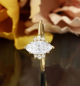 Marquise Cut Moissanite 925 Sterling <b>Silver</b> Engagement Wedding Promise <b>Ring</b> Elegant <b>Solitaire</b> Dainty Minimalist Party - Product Image 4